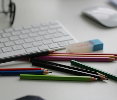 Keyboard and pencils